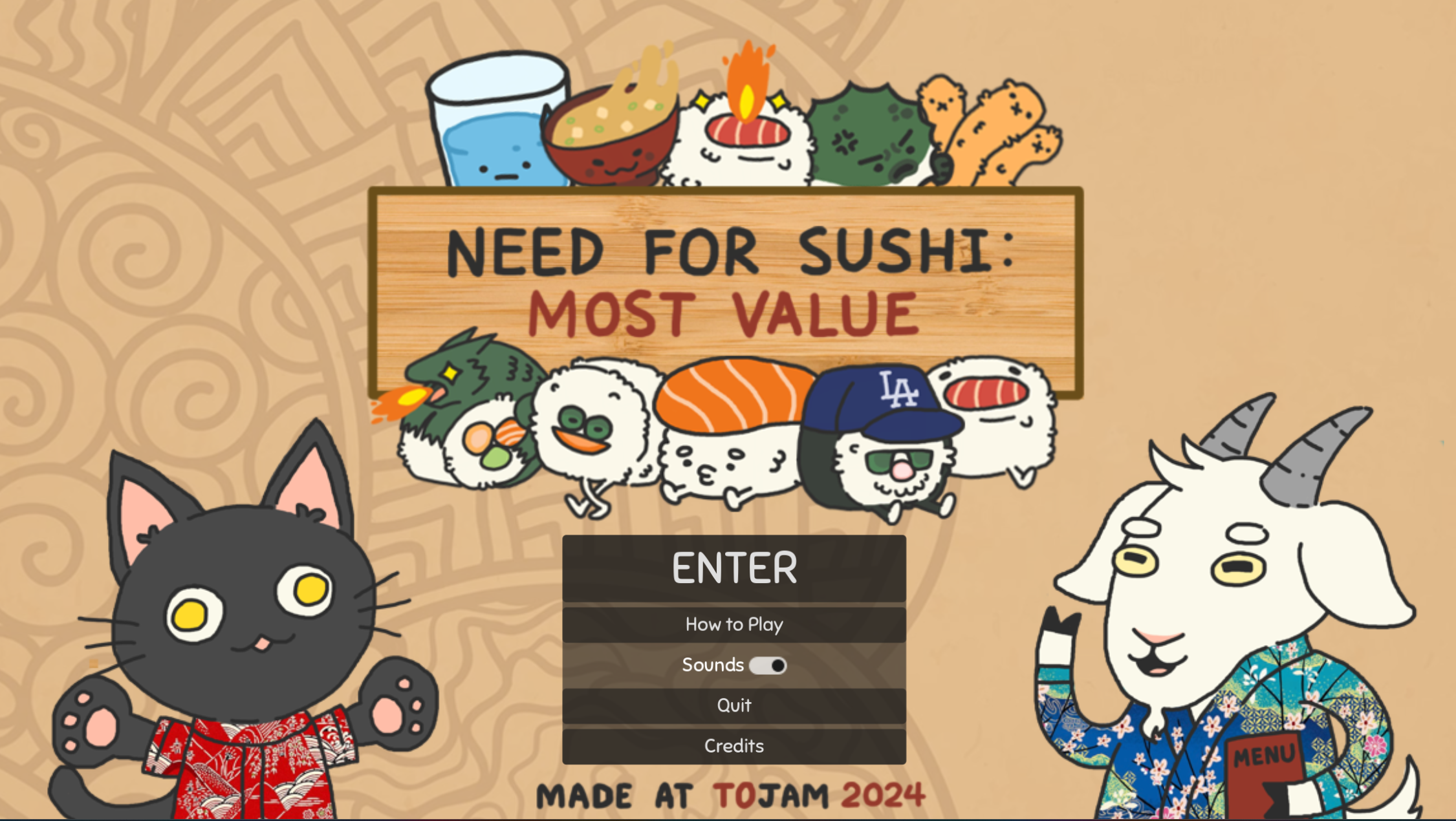 Sushi game main menu